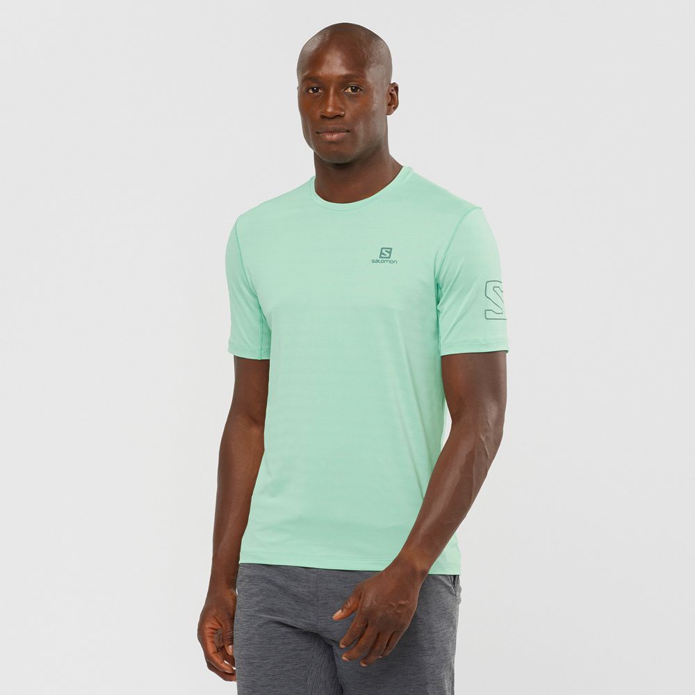 Salomon Singapore Mens T-shirts - OUTLINE Blue | 17248-RHGQ